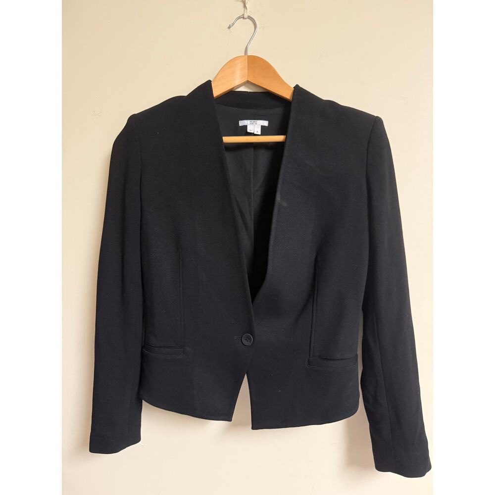 Helmut Lang Black Cropped Blazer Single-Button Tailored Jacket
